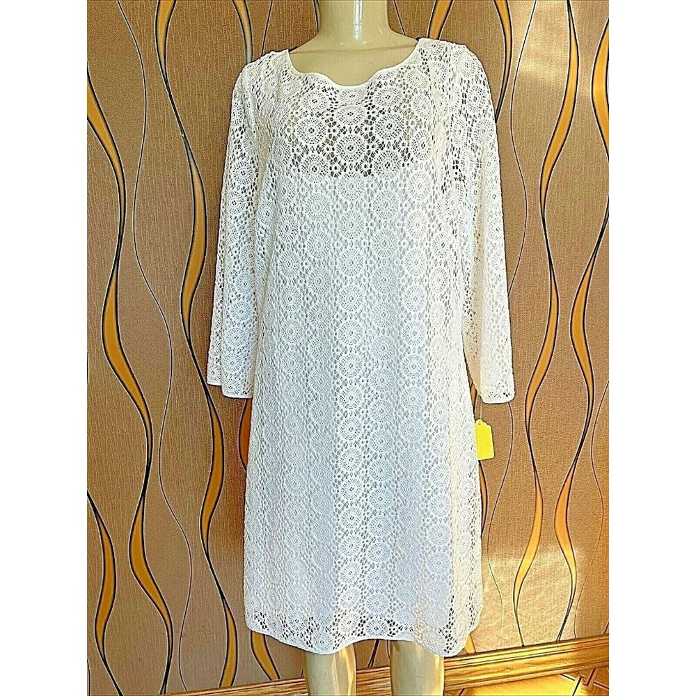 LILLY PULITZER WOMEN'S TOPANGA WHITE LACE  CROCHET DRESS SIZE XL # 164